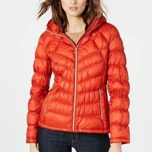 Michael Kors Women's Bold Red Puffer Jacket